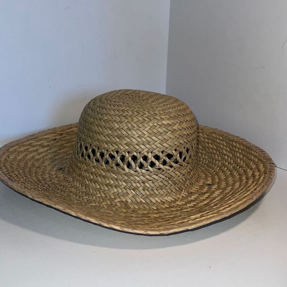 Large 100% Straw Woven SunHat Cloth Headband - Picture 1 of 5
